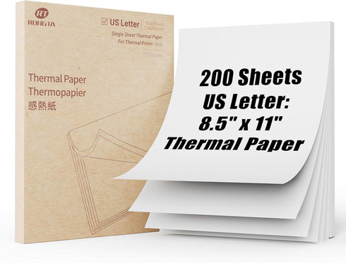 Rongta Thermal Printer Paper 8.5''x11'' US Letter Size, Thermal Paper Roll and