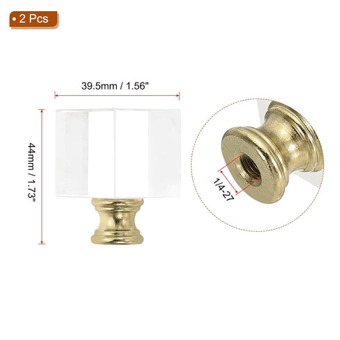 39mm 2 1/4-27 Inch PATIKIL Lamp Shade Finial, Pcs Cube Crystal Lamp Finials Caps Knob Threaded Base Clear Square Lamp