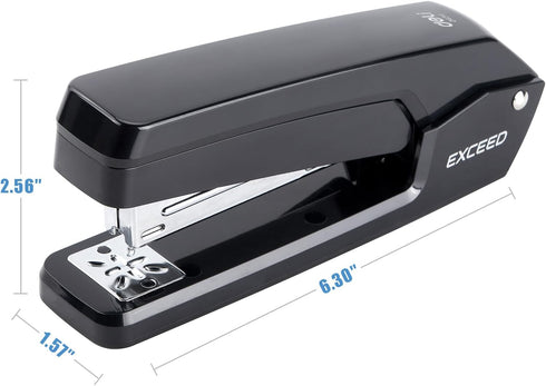 Deli/EZWORK Swing-Arm Swivel Stapler, 25 Sheets Capacity, 360 Degree Rotate Desk Stapler with 1000 Staples, Black