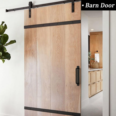 4 Pack Black Sliding Barn Door Handles, Push Pull Bar Handles for Wooden and Glass Doors, Heavy Duty Aluminum Steel