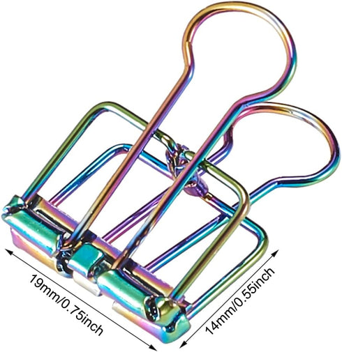 LiQunSweet Colorful Metal Skeleton Frame Binder Clips, 10 Pcs, 0.75 Inch, Hollow Wire Paper Clip