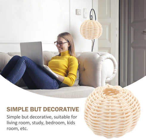2.75 Inch Set 2 STOBOK Rattan Lamp Shade Small Woven Wicker Light Cover of Decorative Lampshades for Table Lamp Living