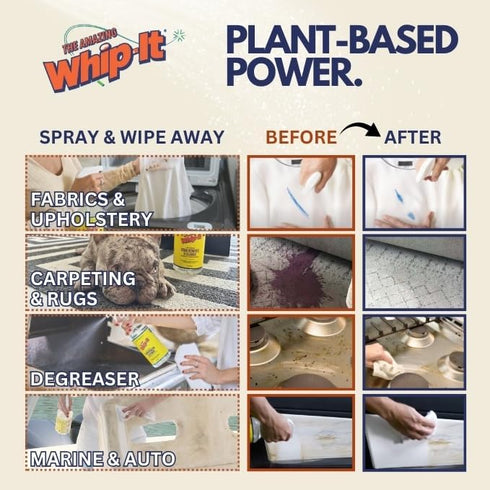 500 32 OZ Whip It Cleaner, Multi Purpose Stain Remover Professional Strength Spray, Plant Based Enzyme Cleaner