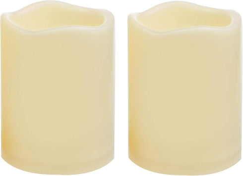 2 PCS 3" x4" Waterproof Outdoor Battery Operated Flameless LED Pillar Candles