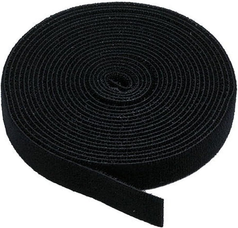 Reusable Hook & Loop Strong Grip Fastener Roll 1" x 16' - Black