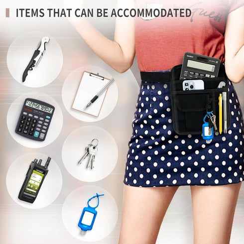 Kazheon Restaurant Waiter Waist Money Pouch Bag Server Pouch Bag Hotel Bar Apron Bags With Adjustable Belt(COLOR:Black)
