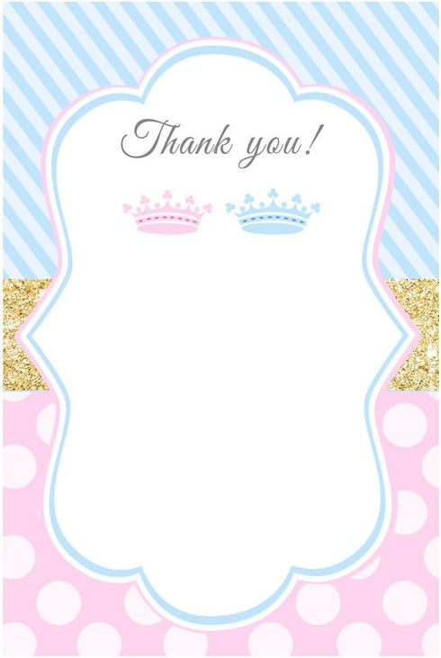 Pink The Cat 30 Blank Thank You Cards Notes Prince Princess Gold Blue Pink Baby