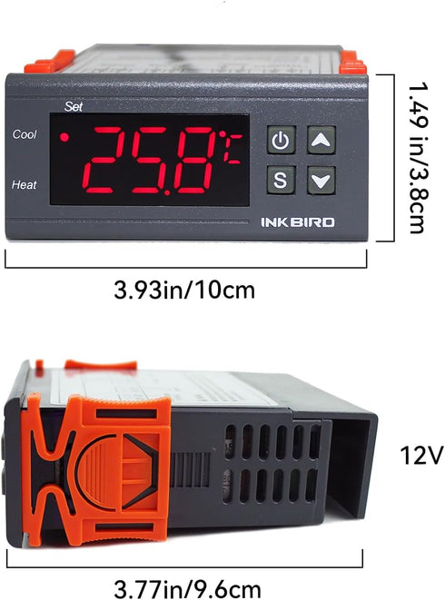 Inkbird Dual Stage DV 12V Digital Temperature Controller, Fahrenheit Thermostat Heating and Cooling for Homebrewing
