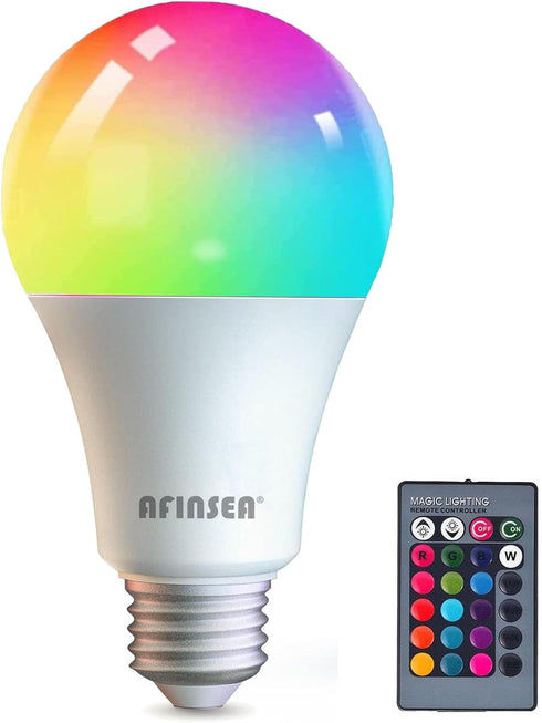 RGB Color Changing Light Bulbs, 9W A19 E27/E26, 40W Equivalent, 6500K Warm White, 16 Color Dimmable Light Bulb (1 Pack)