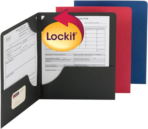Smead Lockit Two-Pocket Heavyweight Folder, Letter Size, Red, 25 per Box