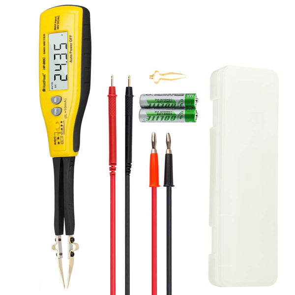 HoldPeak Digital Smart SMD Tester, 6000 Counts HP-990C DMM Handheld Resistance Capacitance Tester, Battery Included