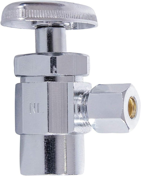 Everflow Supplies 71212PR-NL 1/2 X 3/8" CHROME PLATED No Lead BOXED ANGLE STOP VALVE