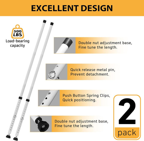 PBHEPJ 18.5-51 inch 2 Pack Sliding Door Security Bar, Adjustable Patio Door Security bar with Rubber Tips, Multi-use
