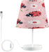 GOODOLD Lady Bugs on Pink Table Lamp for Bedroom, 3 Lighting Modes LED