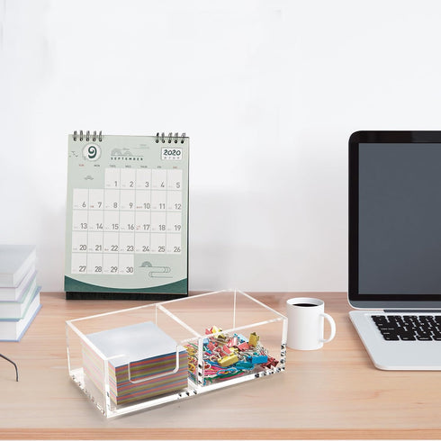 Sticky Note Holder, 2in1 Clear Acrylic Memo Holder for Desk Organization, Post Pop Note Dispenser for 3x3 Note Pad