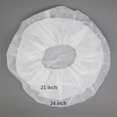 Disposable Bouffant Hair Nets for Cooking & Beauty, 24-inch White & Black Caps.