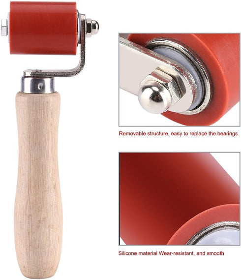 Red Rubber Hand Roller, 40mm Silicone High Temperature Resistant for PVC Welding Tool