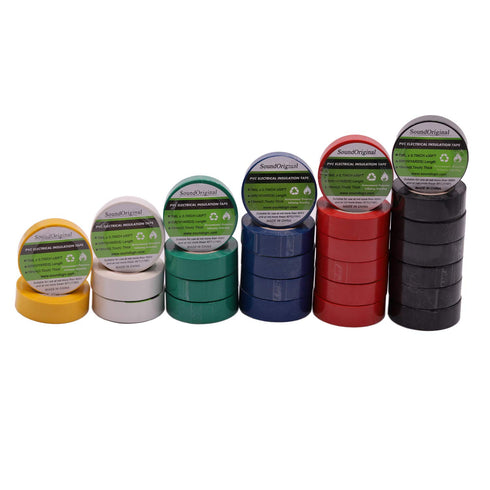 Electrical Tape Colors 6 Pack, 0.7-Inch by 30 Feet, 600V Dustproof Adhesive for Home Vehicle Auto Car Power Circuit