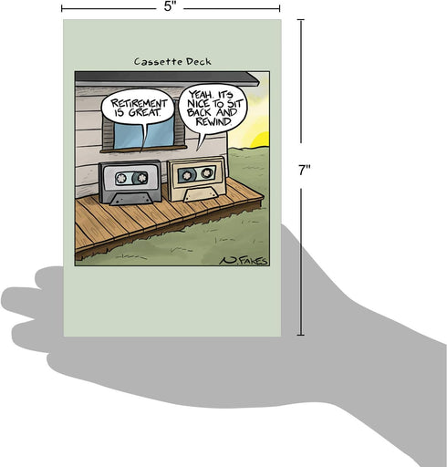 NobleWorks Funny Retirement Card with Envelope, Colorful Congrats Greeting - Cassette Decks C6971RTG-US