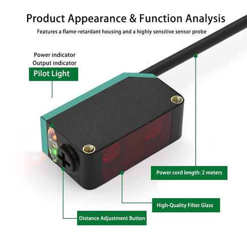 BG-38N 5-350mm,1030VDC,NPN Photoelectric Sensors,Background Suppression Diffuse Photoelectric Sensor,Sensing Distance
