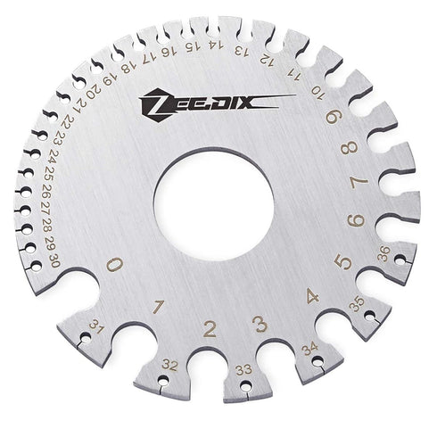 ZeeDix Standard Dual-Sided Round Wire Cable Sheet Gage - Stainless Steel Metal Wire Measurement Tool