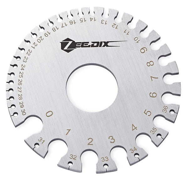 ZeeDix Standard Dual-Sided Round Wire Cable Sheet Gage - Stainless Steel Metal Wire Measurement Tool