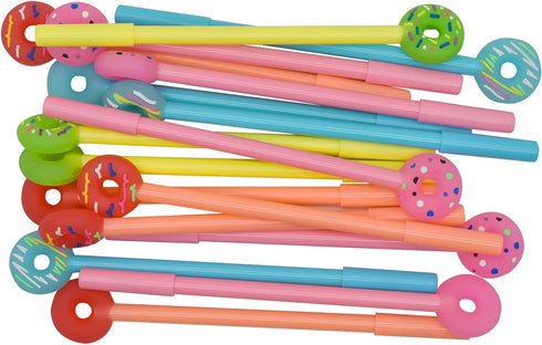 Maydahui 28PCS Cute Kawaii Donuts Gel Pens Black Ink for Students Office Supplies Party