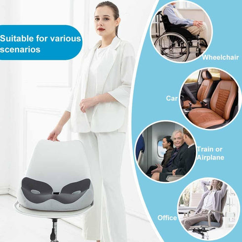 Sciatica/Hip/Tailbone Memory Foam Chair Cushion, Memory Foam Ergonomic Seat Cushion for Pain Relief, Seat Cushion