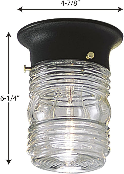 1-Light P5603-31, Progress Lighting Clear Glass Traditional Outdoor Close-to-Ceiling Light, Outdoor, Textured Black