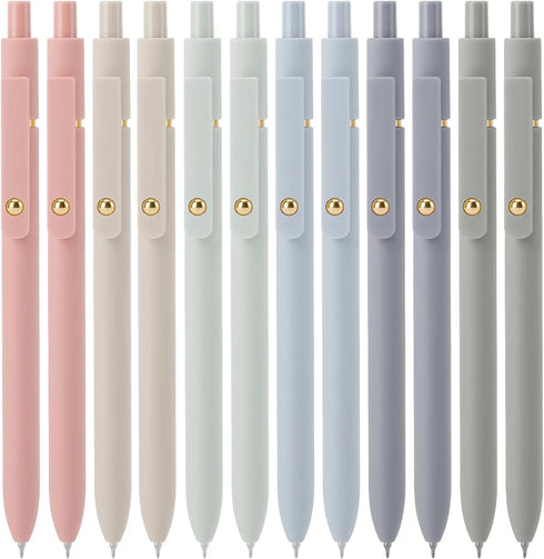 Ddaowanx Gel Pens, 12 Pcs 0.5mm Quick Dry Black Ink Pens, Fine Point Smooth Writing Gifts for Women (12 Pcs Morandi)