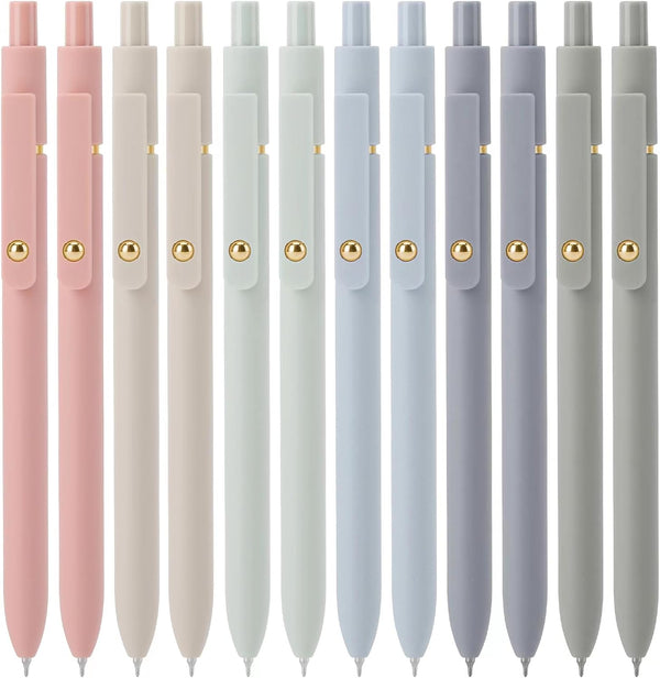 Ddaowanx Gel Pens, 12 Pcs 0.5mm Quick Dry Black Ink Pens, Fine Point Smooth Writing Gifts for Women (12 Pcs Morandi)