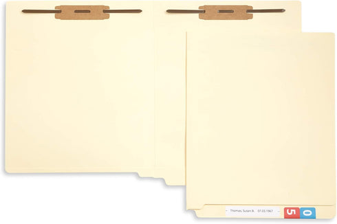 Blue Summit Supplies Heavyweight Manila Fastener File Folders, 50 Pack, Reinforced Straight Cut End Tab Folders, Letter