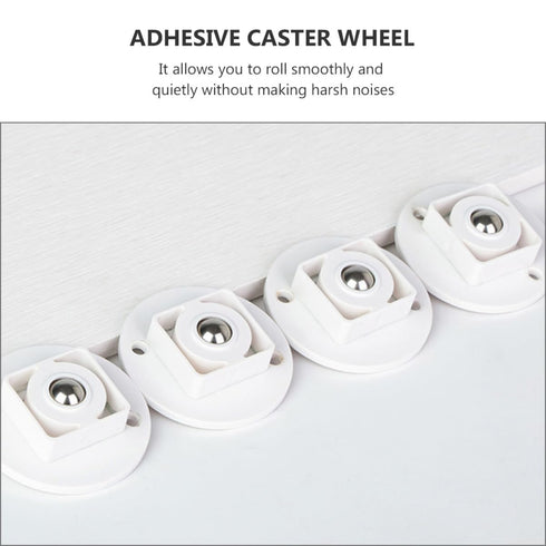 8pcs Set Cabilock Adhesive Storage Box Sliding Wheels White Steel Ball Bearing Casters for Furniture Cart Trash Bin