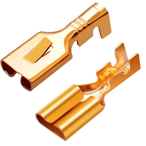 Twidec/200PCS 6.3mm Female Spade Connector Blade Connector Quick Splice Crimp Terminals Non Insulated Wire Connector for Electrical Wiring Relay Car Audio Speaker N-005-6.3MM