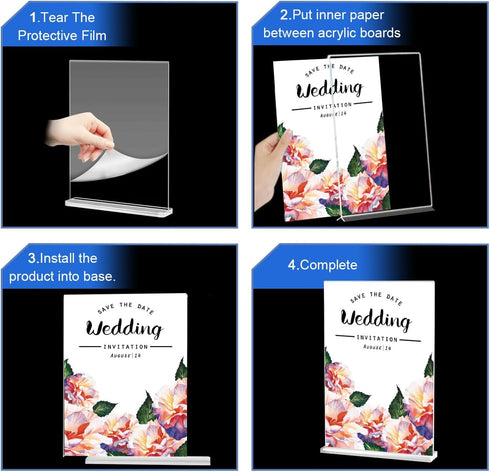 WAEFNO 10 Pack 8.5 11, Acrylic Sign Stand X Vertical T-Shape Clear Plastic Display, Double-Sided Clear Table Top Sign