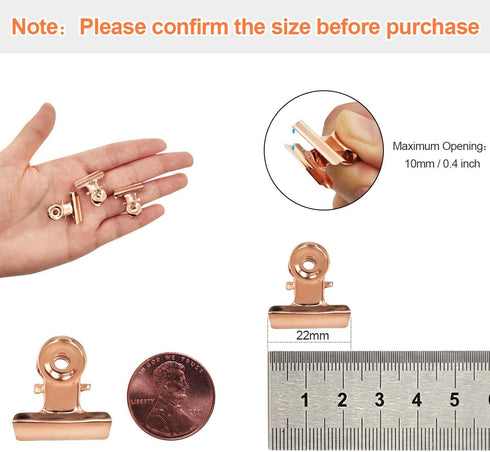 Small Bulldog Clips Rose Gold - Coideal 30 Pcs Mini Metal Binder Clips for Office Clamps and Photos