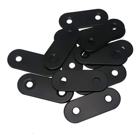 Straight Flat Brace 16 x 40 mm, Stainless Steel Black Corner Braces with Screws - 12 Pack