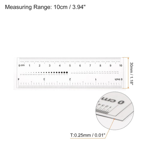 Film Flexible Ruler 4 Inch 0.1mm Scale PET Plastic Covered Thickened Folding Straight Ruler Calibration Soft Ruler Measuring Tool for Factory, Transparent