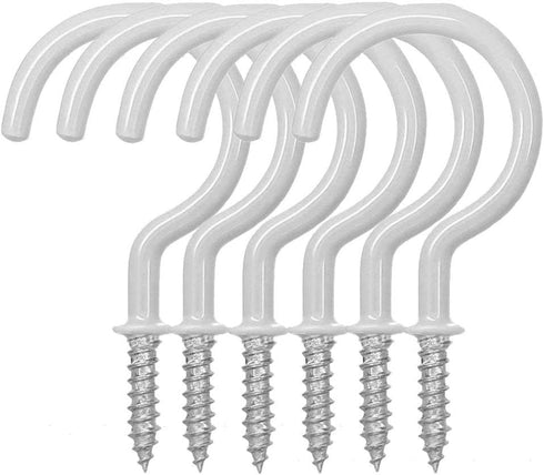 Pack of 40 White Vinyl Coated Screw-in Wall Hooks for Indoor & Outdoor Use