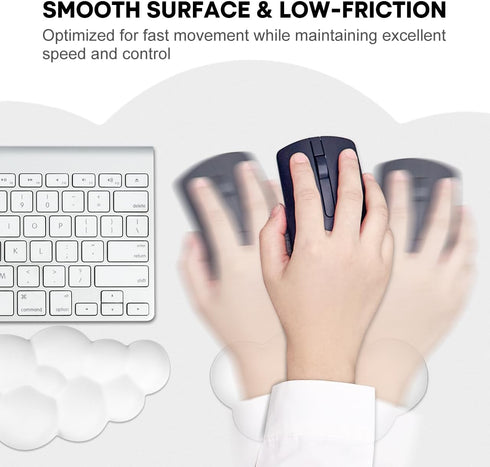 JIKIOU Large Waterproof Cloud Mouse Pad with Cloud Keyboard and Mouse Wrist Pad Set, Ergonomic Support, White