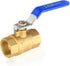 1-Pack 1/2 Inch FIP Threaded Ball Valve, Brass Full Port Shut-off Valve, 600 WOG, Blue