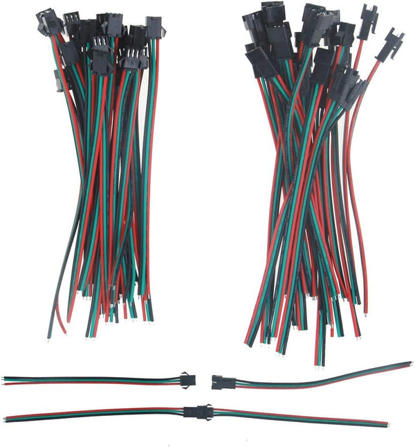 ALITOVE 20 Sets 3 Pin JST SM Male Female Plug LED Connector Cable 15cm 20AWG Wire for WS2812B WS2812 WS2811 LED Strip