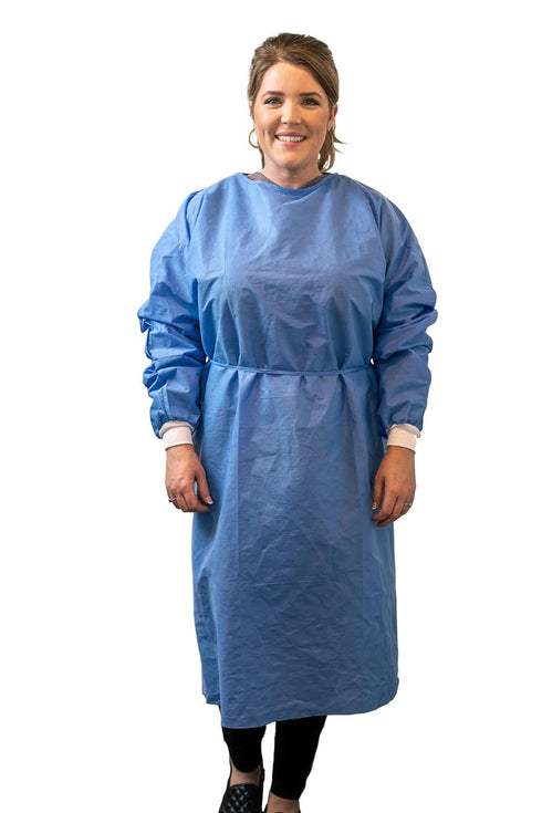 2, 35g (10) Disposable PPE Isolation Medical Gowns Level Full Back Coverage, Double Tie Closure, SMS Material, Knit