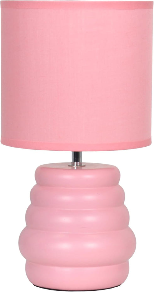 Simple Designs LT1168-RPK 12.68" Chic Glow Mini Stacked Ceramic Table Lamp, Monochromatic