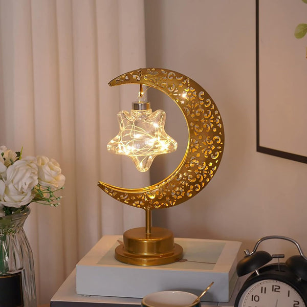 LED Moon Lamp Romantic Iron Desk Lamp Ambient Lighting Night Light Lamps
