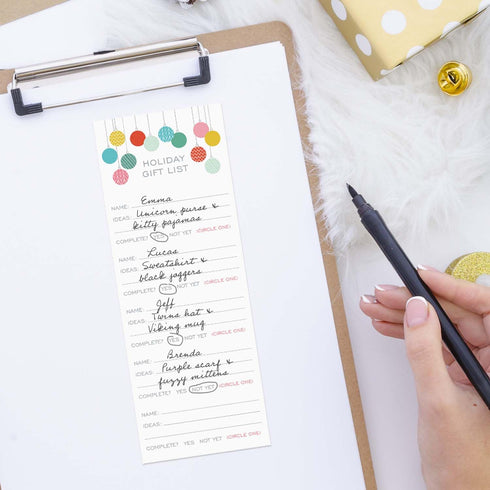 Modern Holiday Gift Checklist Set of 3 Colorful Christmas Note Pads, 3" x 8", 50 Sheets Per Pad, Made in USA