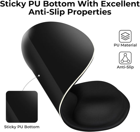 EooCoo Ergonomic Mouse Pad with Gel Wrist Rest Support, Middle Concave Design for Natural Wrist Alignment, Non-Slip