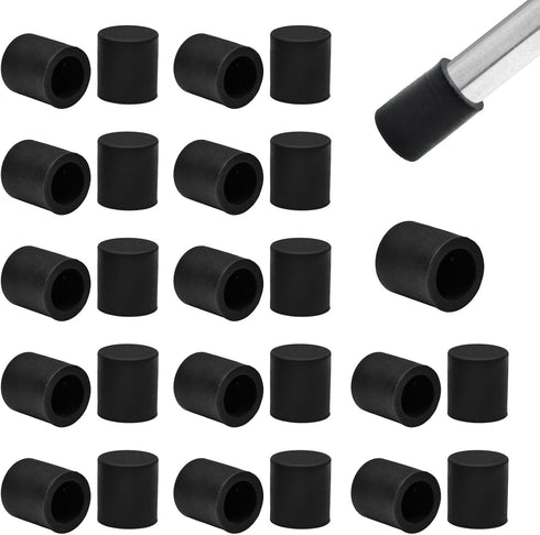 25 Pcs 3/8" (10 mm) Round Chair Leg Tips Caps, Silicone Rubber