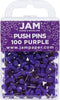 JAM PAPER Colorful Push Pins, Purple Pushpins, 100/Pack
