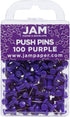 JAM PAPER Colorful Push Pins, Purple Pushpins, 100/Pack
